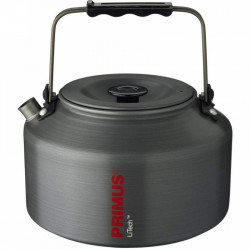 Bouilloire Primus Litech 1,5 L en aluminium anodisé pour bivouac, trekking et bushcraft avec poignée repliable isolée.