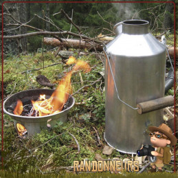 Bouilloire Réchaud Bois Bushcraft, Scout Kettle aluminium de 1.2 Litres KellyKettle pour bouillir de l'eau au feu de bois