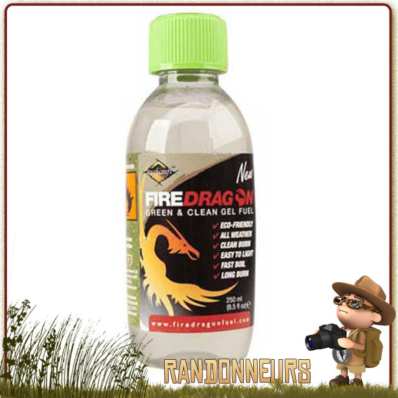 Bouteille gel ethanol firedragon bcb allume feu combustible rechauds randonnee bushcraft