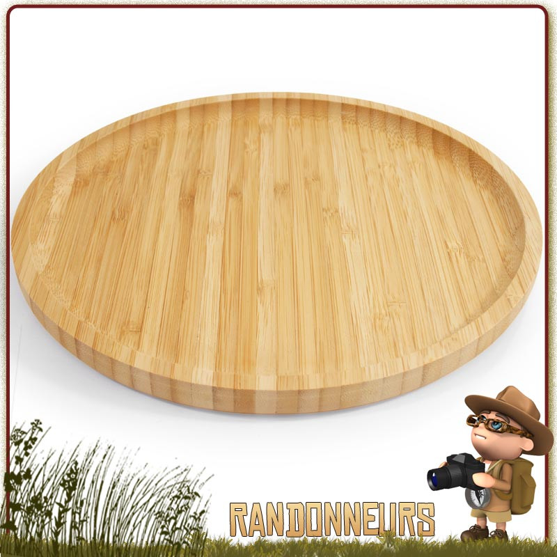 Assiette bambou naturel Bois 25 cm fcs camping bivouac rando bushcraft