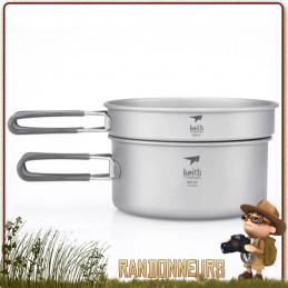 Popote Titane 125 cl Pot avec poele Keith bivouac leger