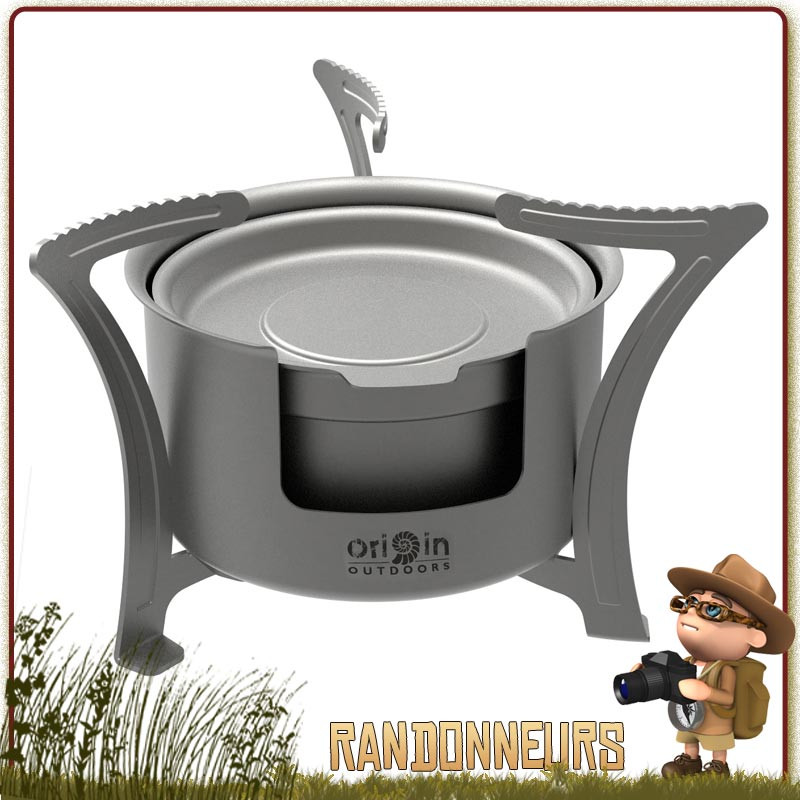 Réchaud à alcool en titane avec supports pour camping, multi