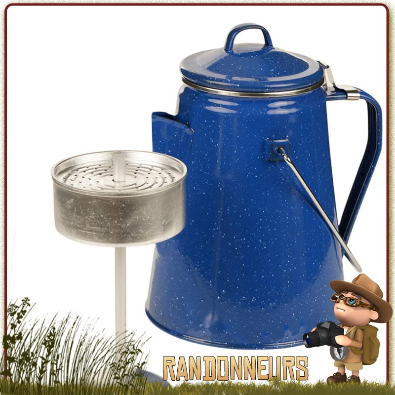 Percolateur Acier Emaillé 8 Tasses Basic Nature pour un bon café bivouac bushcraft sur feu de camp