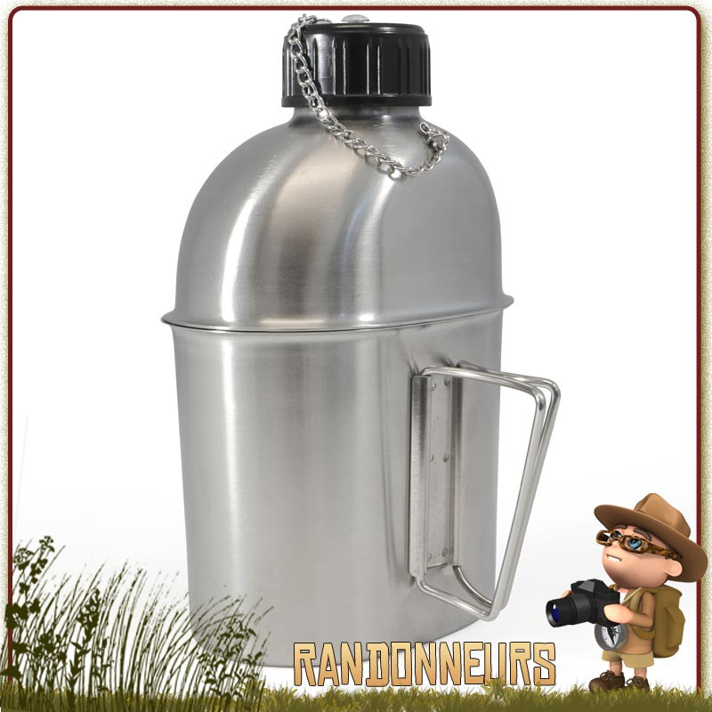 Gourde Us Pvc 1l Avec Housse Noire Bivouac Outdoor Militaire Camping