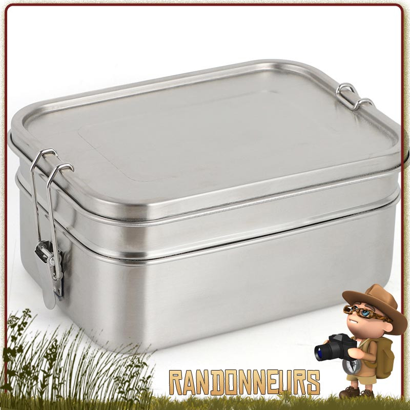 Boite Inox Lunch Box Double Deluxe 190cl alimentaire repas bureau