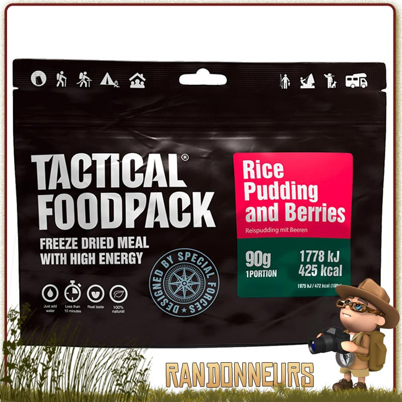 sachet repas lyophilise Pudding aux Framboises Tactical Foodpack randonner leger