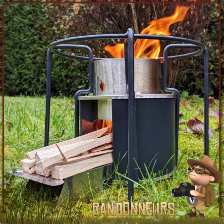 Poêle à Bois De Camp 'fusée' Docybuty, Pliable Et Portable Pour Cuisiner En Extérieur, Taille M