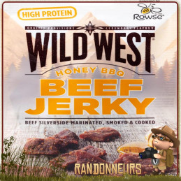 Viande de Boeuf séchée Beef Jerky Honey BBQ WildWest haute teneur proteine pour randonner sportif