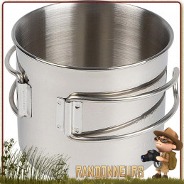 Tasse Acier Inox 85 cl Tatonka graduée, anses repliables compatible gourde Nalgene de 1 Litre pour feu de camp