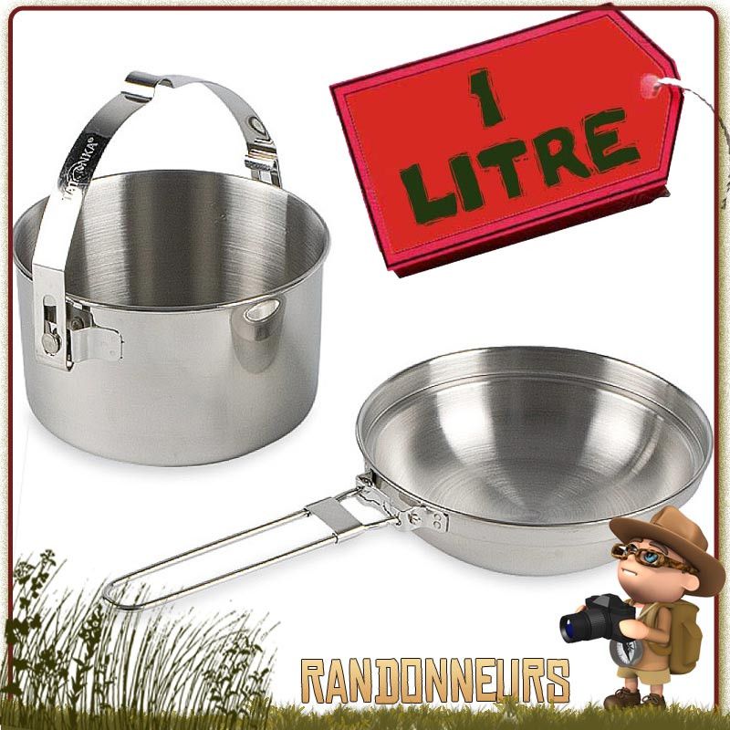 popote acier Inoxydable 1 litre Tatonka ensemble ingénieux avec casserole avec anse robuste, et un couvercle bivouac bushcraft