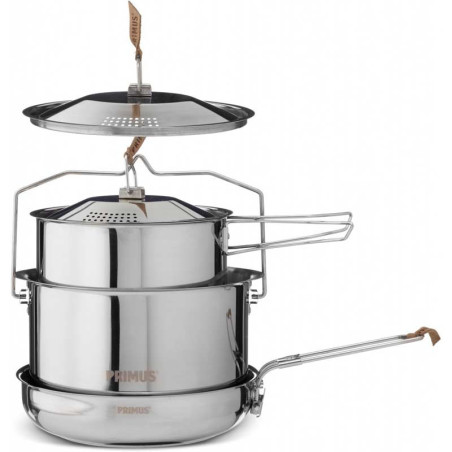 Set popote inox Primus CampFire Large 5 pièces casseroles poêle camping bushcraft