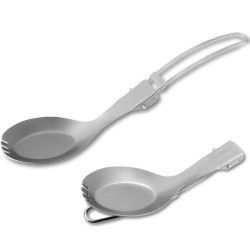 Spork pliable SOTO Pocket Spork titane avec manche inox pour randonnée ultralight
