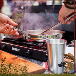 Set Popote Inox CampFire Small Primus acier inox 18/8 de 5 pièces Robustesse et polyvalence pour 1 à 3 personnes