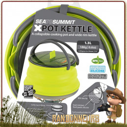 Bouilloire pliable XKETTLE 130 cl Sea To Summit en silicone alimentaire résistant à la chaleur pour bivouac ultra léger