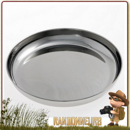 Assiette Camping Inox diamètre 18.5 cm cao L'inox assurant résistance et longévité de cette assiette inox bushcraft