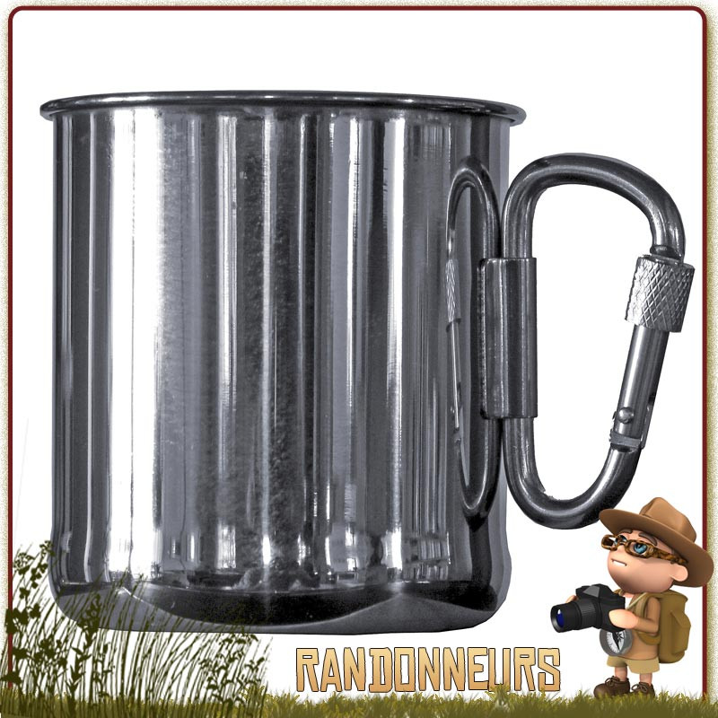 Mug inox avec poignée mousqueton noire