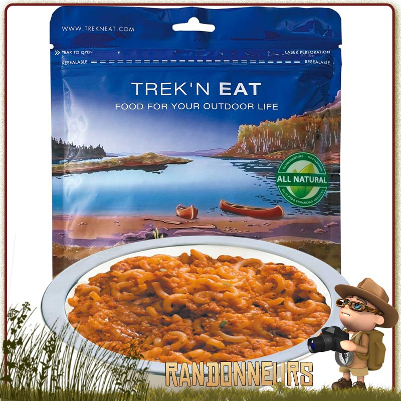 sachet repas lyophilisé végétarien Pâtes Bolognaises au Soja Trek'n Eat