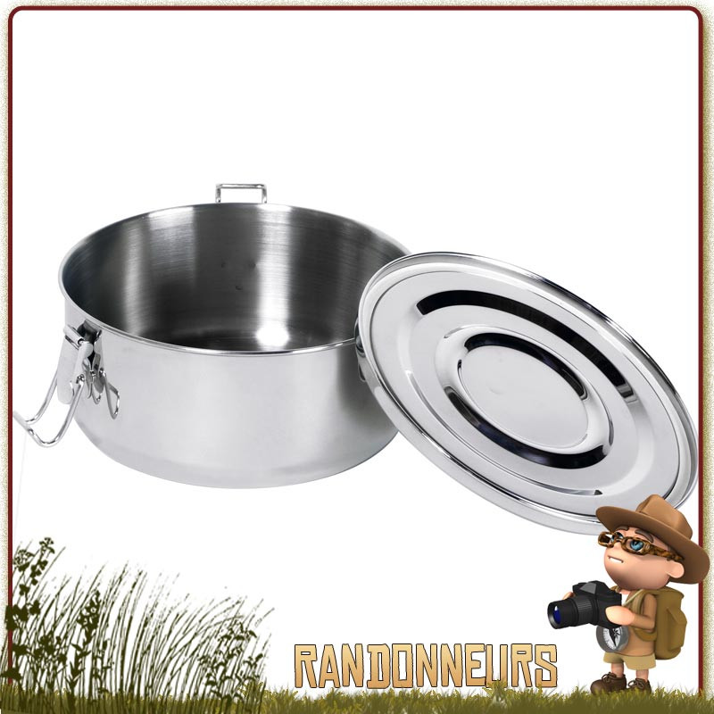 Set de Cuisine Camping et Randonnée en Acier Inoxydable Couverts Tasses  Gamelle Poignée Couvercle