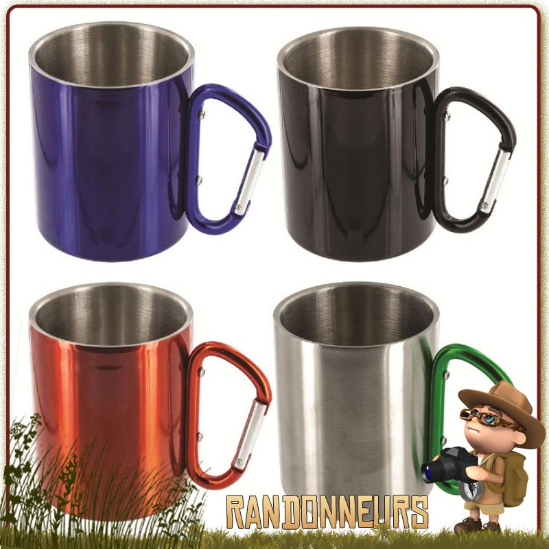 Tasse Inox Double Paroi 30 cl avec mousqueton Highlander pour sac dos