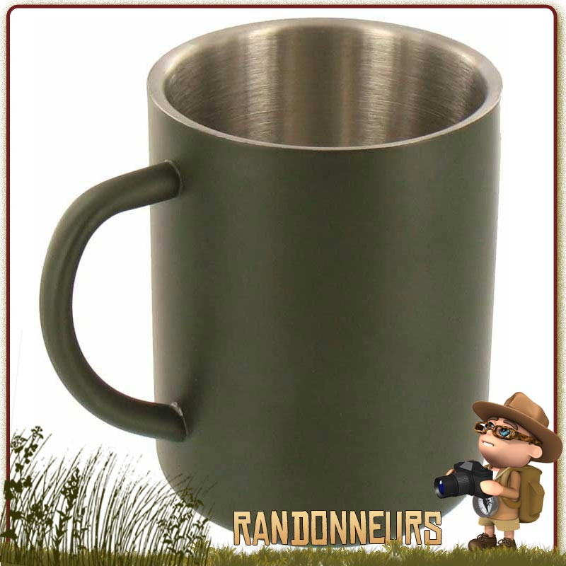 Mug Isotherme 30 cl Inox Vert Highlander bivouac bushcraft et camping