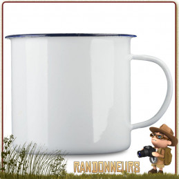 Tasse Mug Acier Tôle Émaillée 56 cl BLANC Highlander robuste pour un bivouac bushcraft en forêt ou camping nature